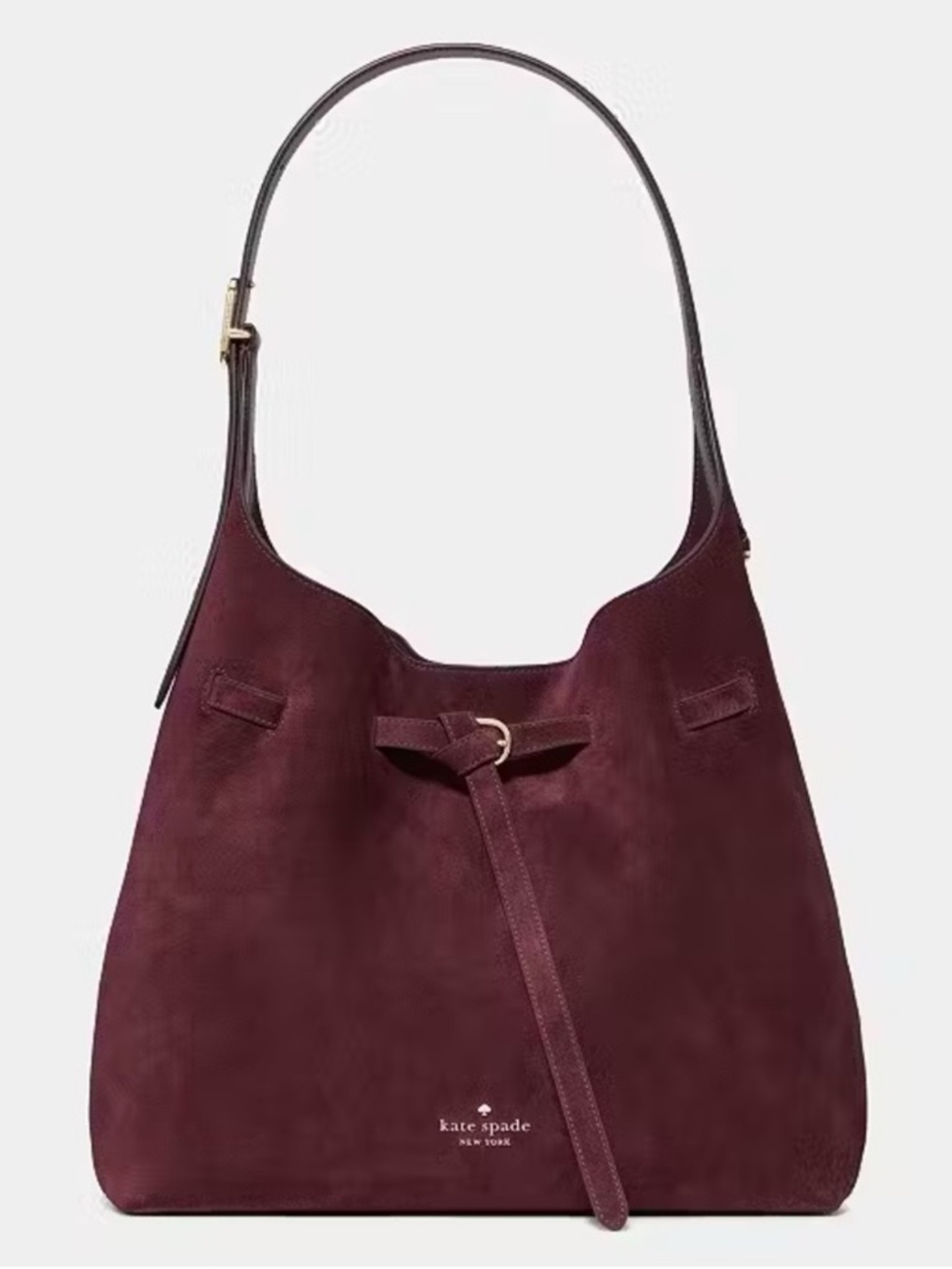 Kate Spade 454 Suede Belted Large Shoulder Bag Grenache